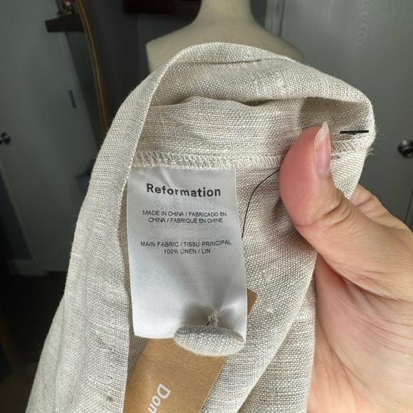 Reformation Sleeveless Button-Down Dress in Beige - Picture 6 of 6